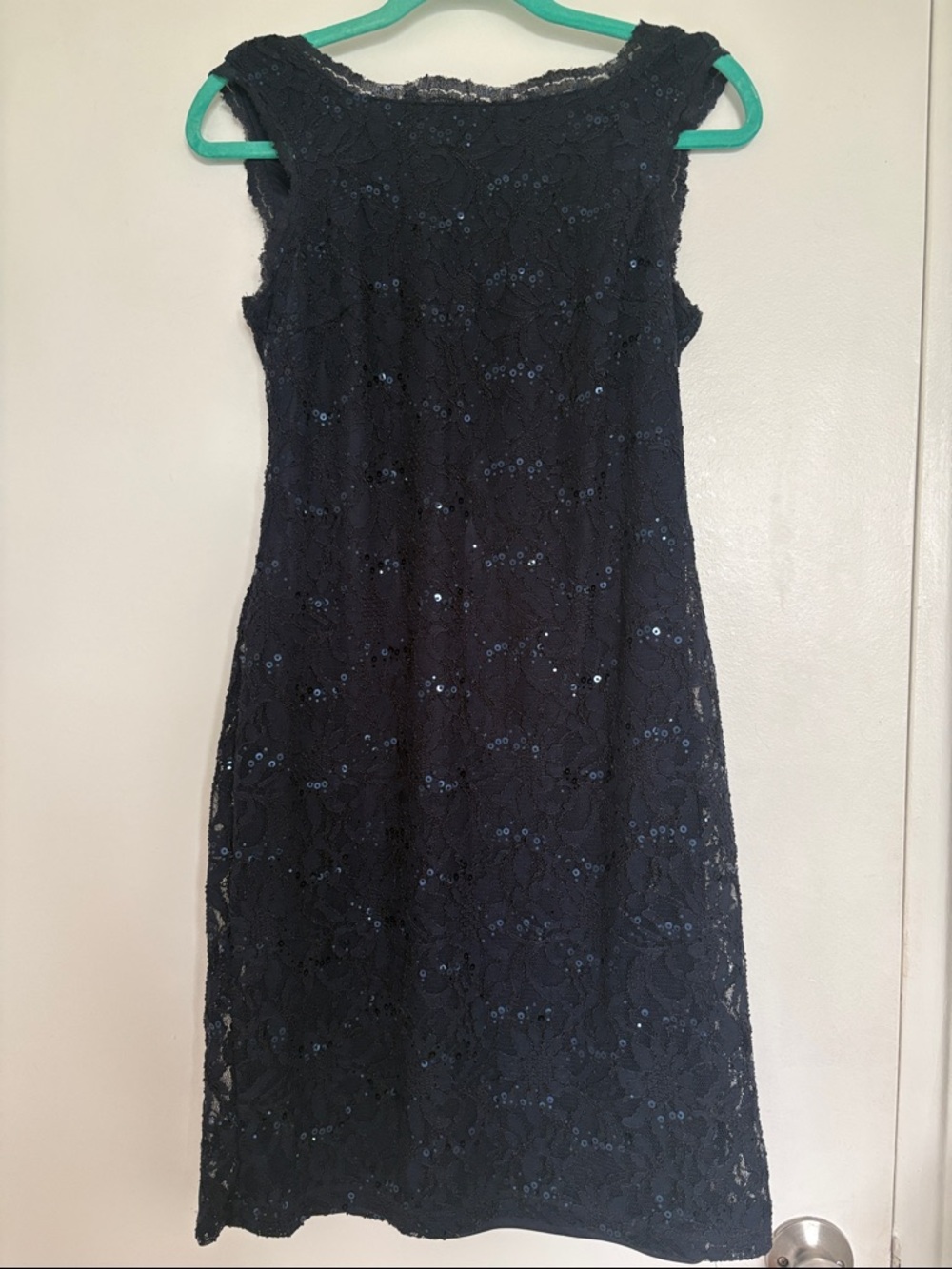 Scarlett Navy Lace Midi Dress with Sequins